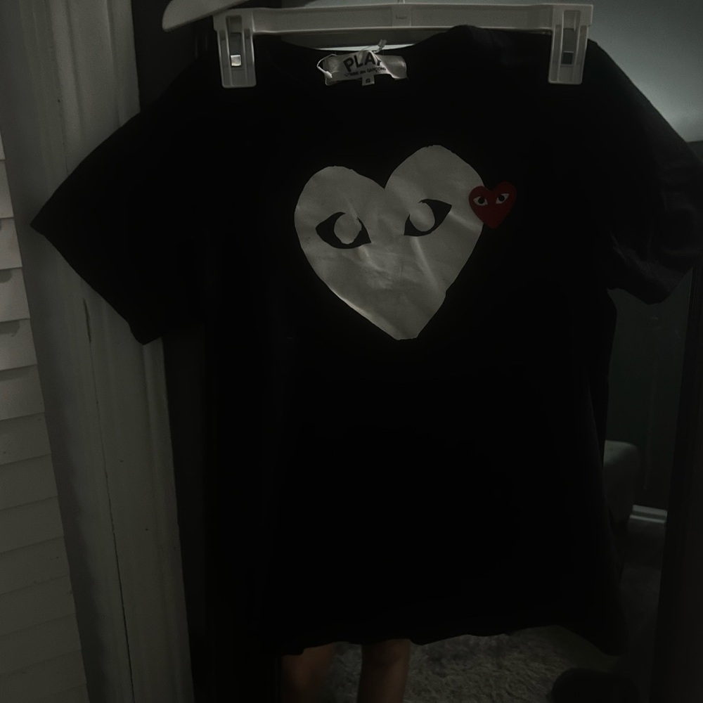 Comme des Garcons  Black T-Shirt with Heart Design